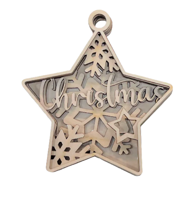 #ad Merry Christmas Star Ornament 5 Pieces Laser Cut Out Unfinished ORN67 $4.50