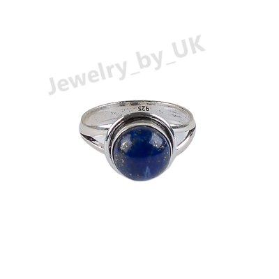 #ad 925 Solid Silver Genuine Lapis Lazuli Gemstone Jewelry Simple Statement Ring $14.69