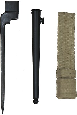 #ad WWII British Lee Enfield No 4 MKII Spike Bayonet w Scabbard Frog Holster Tan $49.95