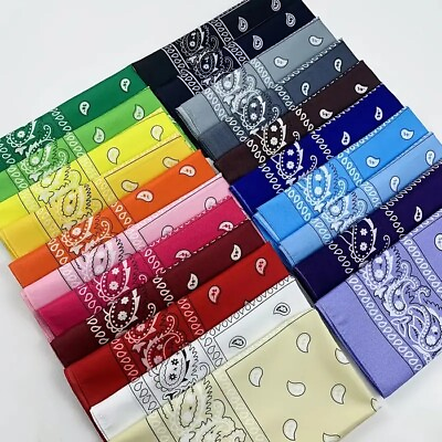 #ad #ad 2 Pack Bandana 100% Cotton Paisley Print Double Sided Scarf Head Neck Face Mask $4.94