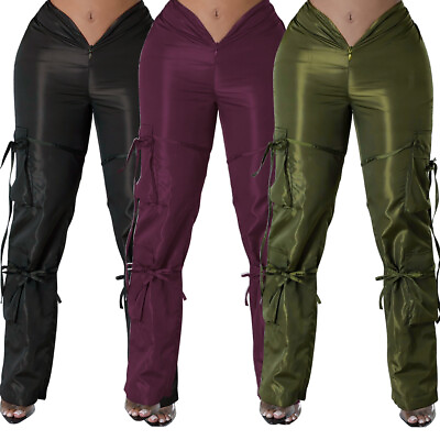#ad Hot Sale Stylish Women Zipper Solid Bandage Casual Long Trousers Pants Bottoms $31.02