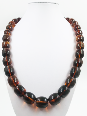 #ad Baltic Amber Natural Necklace Amber Beads Elegant Cognac Color pressed $399.00