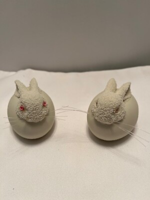#ad VINTAGE Dept. 56 Snowbunnies quot;Rabbit with Pink Eyes amp; Whiskersquot; 2 pieces $10.00