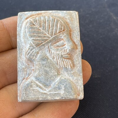 #ad Amazing Ancient Near Eastern Old Stone Amulet With Rare Roman King Carved $70.00