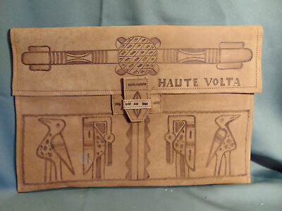 #ad Rare handcrafted suede pouch attache Haute Volta West Africa native animals art $29.77