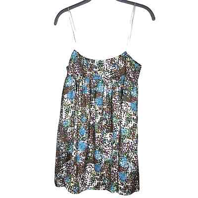 #ad Bou Jeloud Geo Print Shirt Skirt Geometric Brown Blue Womens $12.99