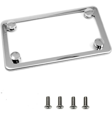 #ad Motorcycle Slim Style Polished Stainless Steel License Plate Frame $11.95