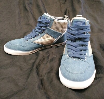 #ad Guess High End Denim Silver High Top Sneakers Size 9 US Womens $25.00