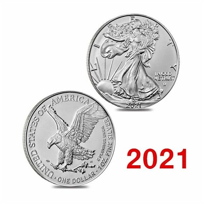 #ad 2021 American 1 oz .999 Fine Silver Eagle $1 Coin BU In Stock $23.99