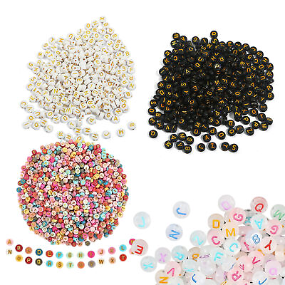 #ad Bracelet Letter Beads 1000PCS Round Beads DIY Bracelets Acrylic Craft Making Kit $12.90