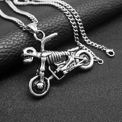 #ad Motorcycle Pendant 55cm Chain Necklace Biker $6.58