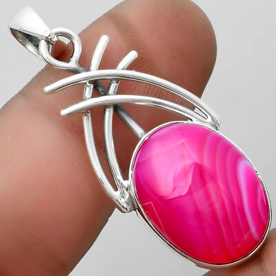 #ad Natural Pink Botswana Agate 925 Sterling Silver Pendant Jewelry P 1010 $11.49