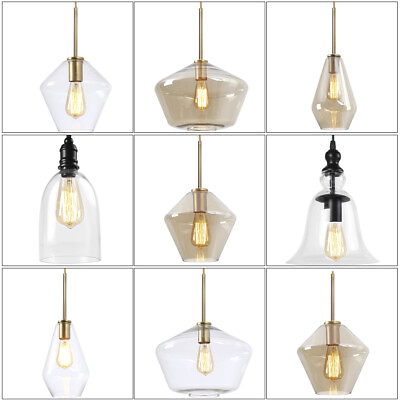 #ad Modern Industrial Glass Pendant Lighting Ceiling Light Bedroom Bar Kitchen Lamp $28.99