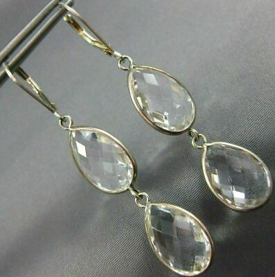 #ad ESTATE LARGE AAA CRYSTAL 14K WHITE GOLD 3D TEAR DROP LEVER BACK HANGING EARRINGS $1190.00