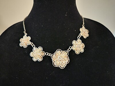 #ad Vintage Filigree Flower Necklace $29.99