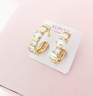#ad 18k Cubic Zirconia Huggie Hoop Earrings Womens Ladies Elegant Fashion Jewellery GBP 6.99