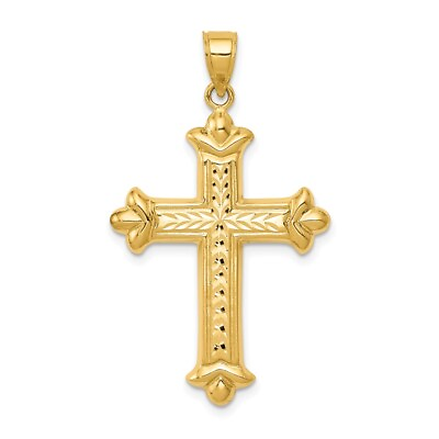 #ad 14k Reversible Diamond cut Cross Pendant Bracelet Necklace $177.17