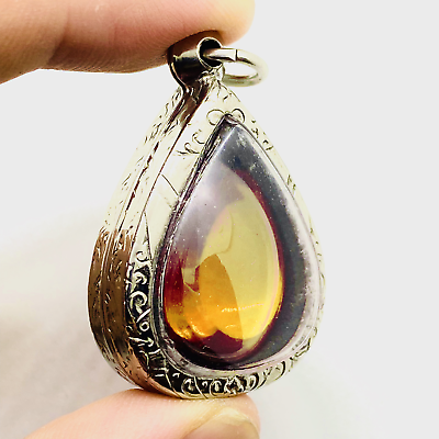 #ad Yellow Pear Naga eye Thai Holy Real Amulet Gemstone 100%authentic Size m $62.10