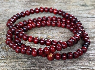 #ad 108 Red Sandalwood Beads Mala Meditation Prayer Necklace Bracelet $12.95