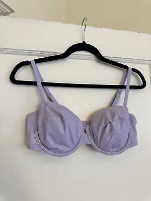 #ad Women’s Shade And Shore Bikini Top 36C Ribbed Lavendar Purple Pastel Underwire $11.00