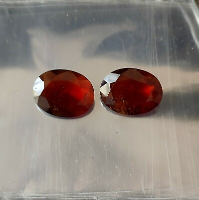 #ad 15X20 MM Oval Natural Faceted Hessonite Garnet Untreated Gemstone 2 Pieces Lot $68.99
