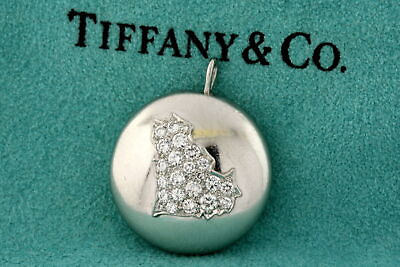#ad Tiffany amp; Co. Pendant Charm Platinum Cat Silhouette Pet .55ct Diamond State 20g $2785.35
