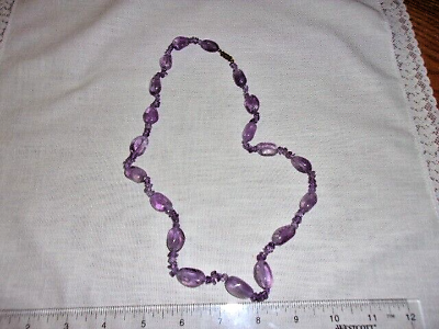 #ad Lovely Artisan Amethyst Bead Necklace Natural Polished Stone NJ $18.00