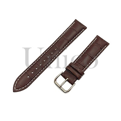 #ad 12 24 MM BN WHT Genuine Leather Alligator Watch Band Strap Buckle Fits for Omega $12.99