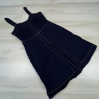 #ad INC Womens Dress 8 Blue Denim Sleeveless Dark Wash Pockets Empire Waist $13.49