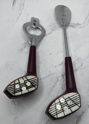 #ad Golf Club Bar Tool Set of 2 Cocktails Novelty Silver Metal amp; Plastic $12.60