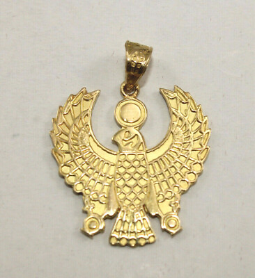 #ad Egyptian Handmade Pharaonic Falcon Gold 18K Pendant Pharaonic Sanctities 5.7Gr $692.55