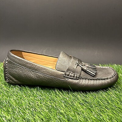 #ad Cole Haan Loafers Womens 7.5 B Silver Shoes Flats Slip On Leather Tasseled Metal $34.88