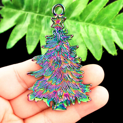 #ad 1Pcs 68x42x2mm Rainbow Tibetan Silver Christmas Tree Pendant Bead SJ91184 $10.91