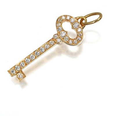 #ad Auth Tiffanyamp;Co. Pendant Vintage Oval Key Diamond Mini 18K 750 Rose Gold $1200.00