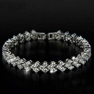 #ad Mens New Tennis 8quot; Bracelet Solid 10K White Gold Over Round Cut 8 Ct Diamond $240.63