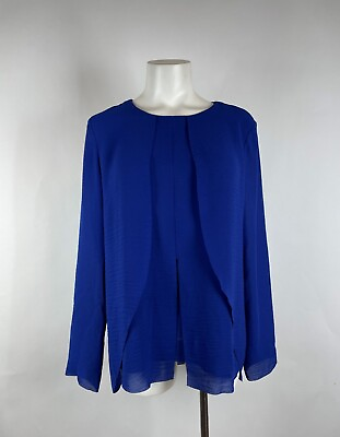 #ad COS Beautiful blue layered long sleeve blouse top size 8 $20.00