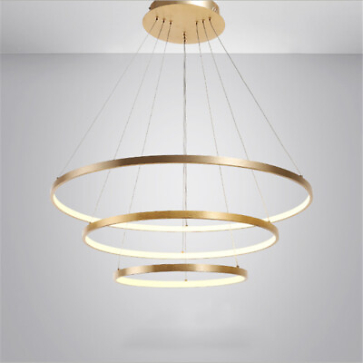 #ad Modern Gold LED Ceiling Lamp Adjustable Circular Ring Chandelier Pendant Light $369.00