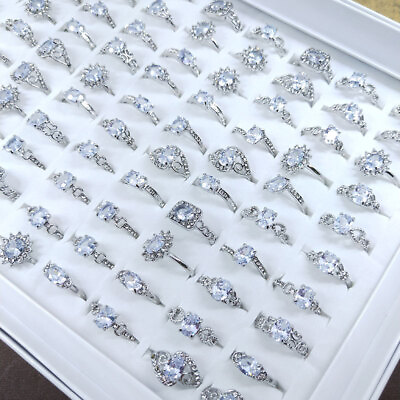 #ad Wholesale Rings Mixed Women Zircon Crystal Ring Wedding Casual Jewelry Bulk Lot $12.29