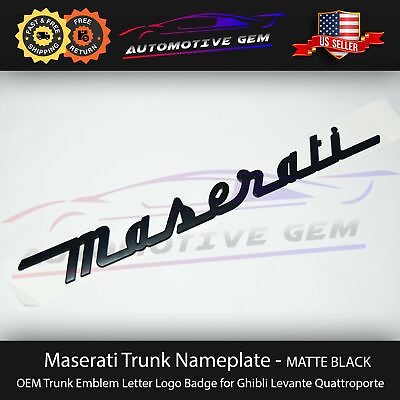 #ad Maserati Trunk Nameplate Emblem Matte Black Letter Logo Badges Ghibli OEM $39.99