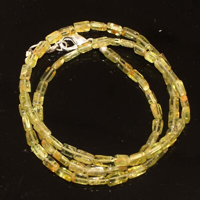 #ad 925 Silver Plated Natural Peridot Ethnic Beaded Necklace Jewelry 17quot; GW $9.99