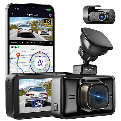 #ad ARPHA 5K Dash Cam for Car 3840*2160P Dual Camera 4K2K 5GHzWiFi GPS Night Vision $160.00