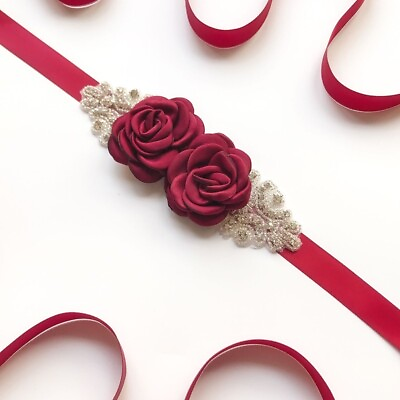 #ad Bridal Dress Sashes Satin Flower Rhinestone Wedding Ribbon Belt Ornaments Decor $13.93
