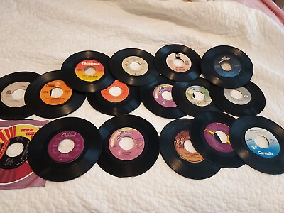 #ad Lot of 16 vinyl 45 RPM records Pop Rock Classic late 70#x27;s early 80#x27;s UNTESTED $20.98