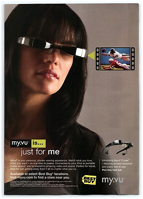 #ad 2008 Myvu Crystal Print Ad Just For Me Personal Private Viewing Glasses Headset $9.20