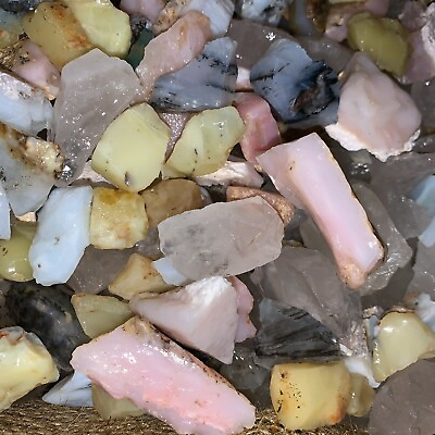 #ad 3000 Carats of SMALL Mixed Opal YellowBluePinkClear Rough FREE Faceted Gem $32.85