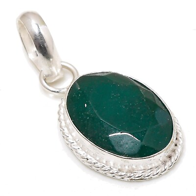 #ad 925 Sterling Silver Sakota Mines Emerald Gemstone Pendant Jewelry Size 2.0quot; $9.99