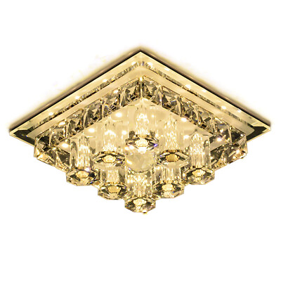 #ad Square K9 Crystal Embed Ceiling Light Chandelier for Study Room Bedroom Hotel $20.95