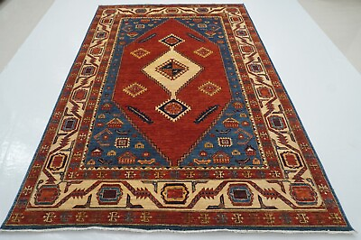 #ad 6 x 9 ft Red Serapi Afghan Hand Knotted Veg dye Wool Oriental Medallion Area Rug $1099.00