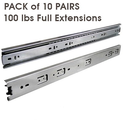 #ad 10 Pairs Full Extension 100 lb Ball Bearing Drawer Slides 10quot; 24quot; $15.99