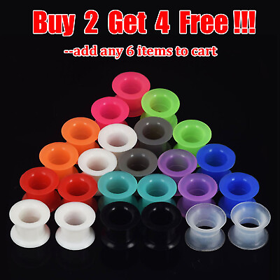 #ad PAIR LARGE FLARE SOFT Silicone Ear Skins Ear Gauges Thick Ear plugs Ear Tunnels $5.99
